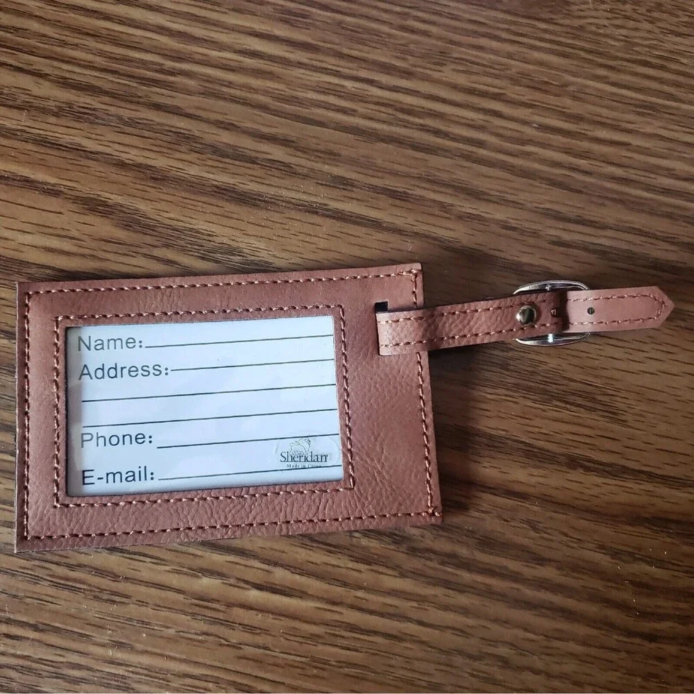 Celtic Circle Knot Luggage Tag Rawhide Leather Bag Location Charm With Buckle